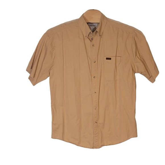 Carhartt Button Down Short Sleeve‎ Tan Work Shirt - Picture 2 of 7